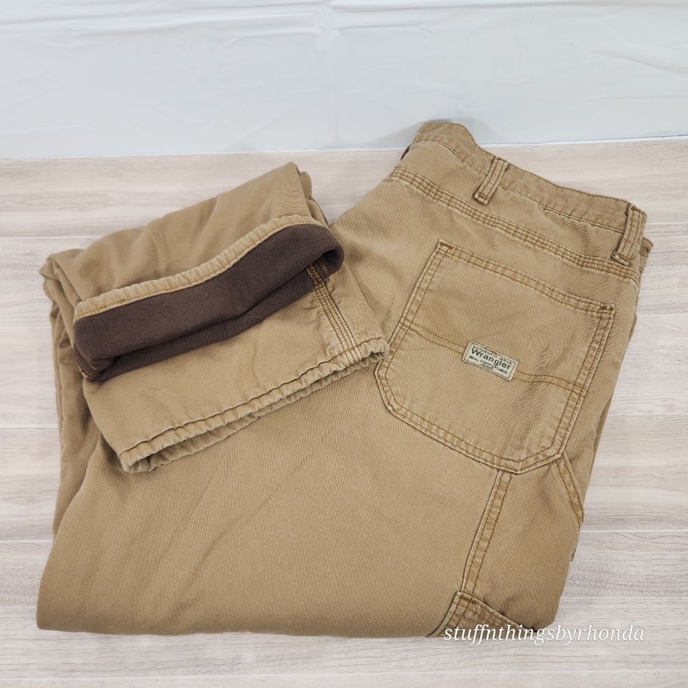 Wrangler Men's Fleece Lined Carpenter Pants, Winter Work Pants  Actual 38x30‎